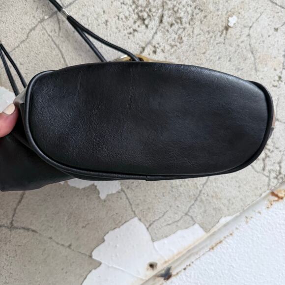 Y2K Patchwork Shoulder Bag Metallic Grommet Bucket Tote Purse Glam City Chic - Picture 5 of 8